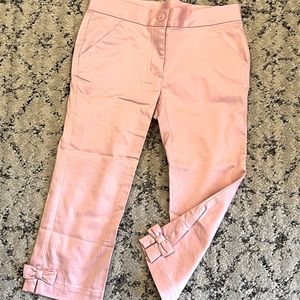 NWT Janie & Jack Pink Cropped Pants with Bow Accent Size 6